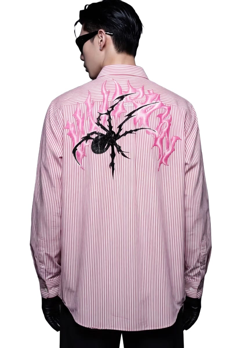 Off Supply Line Up Pink Striped Shirt
