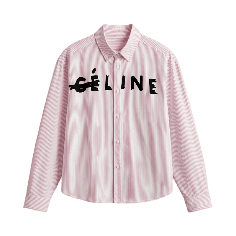 Off Supply Line Up Pink Striped Shirt