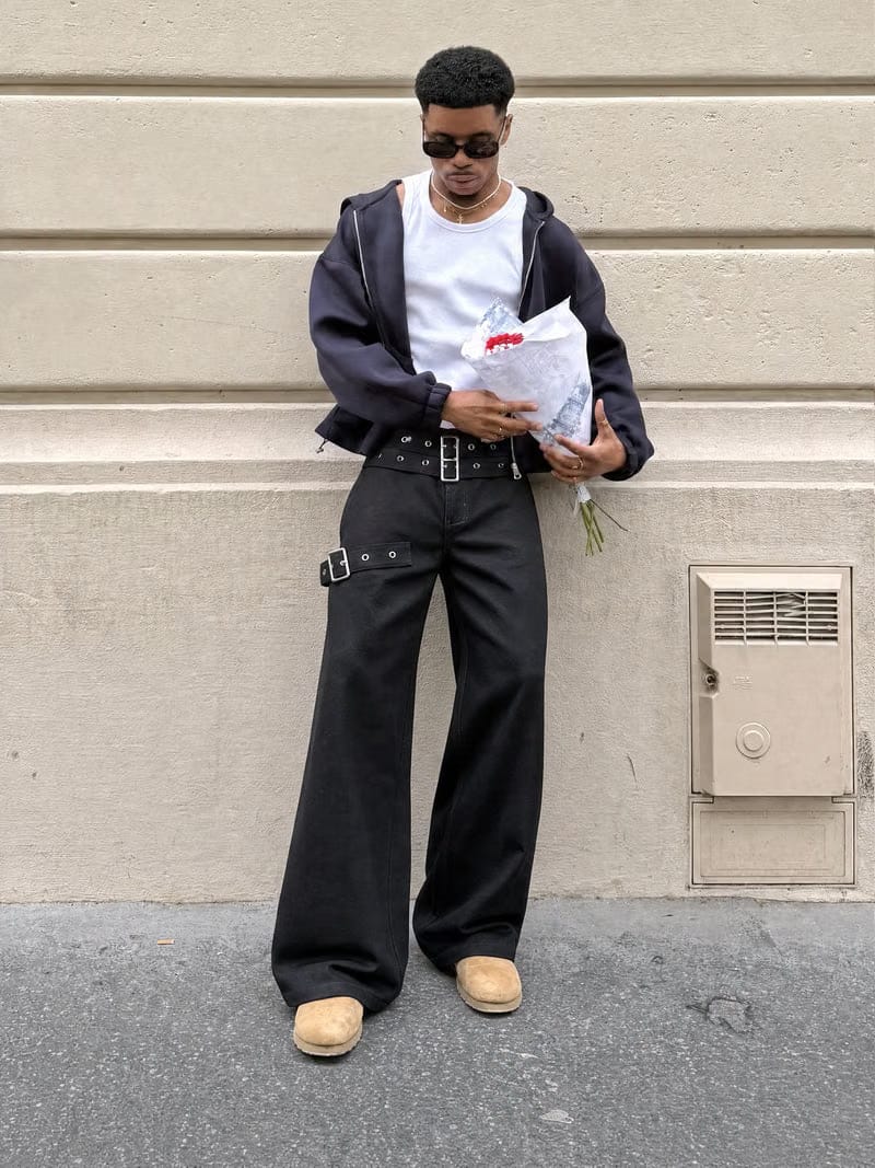 Forfksake Triple Threat Rivet Wrap Wide Pants
