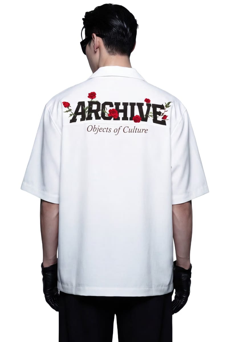 Off Supply Archive White Bowling Shirt