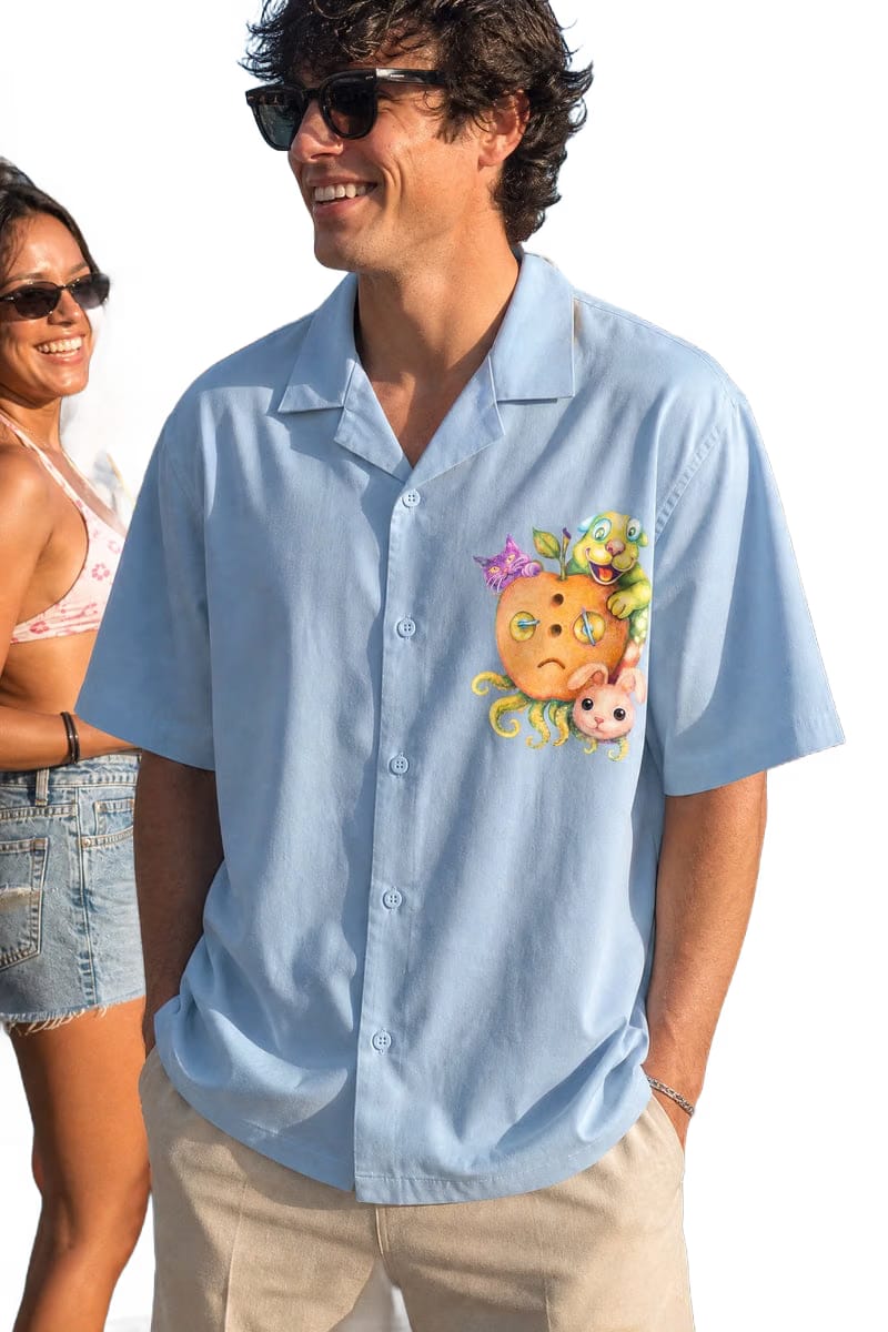 Off Supply Candy Meltdown Ice Blue Bowling Shirt