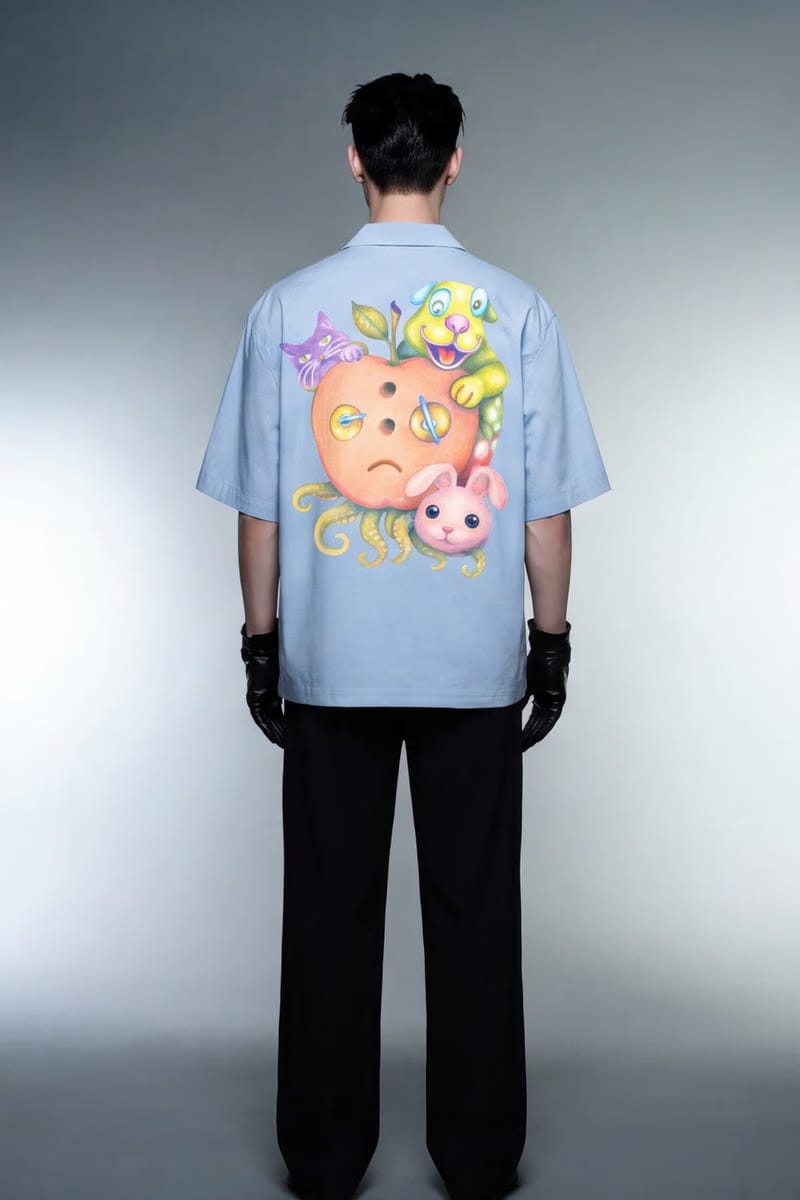 Off Supply Candy Meltdown Ice Blue Bowling Shirt