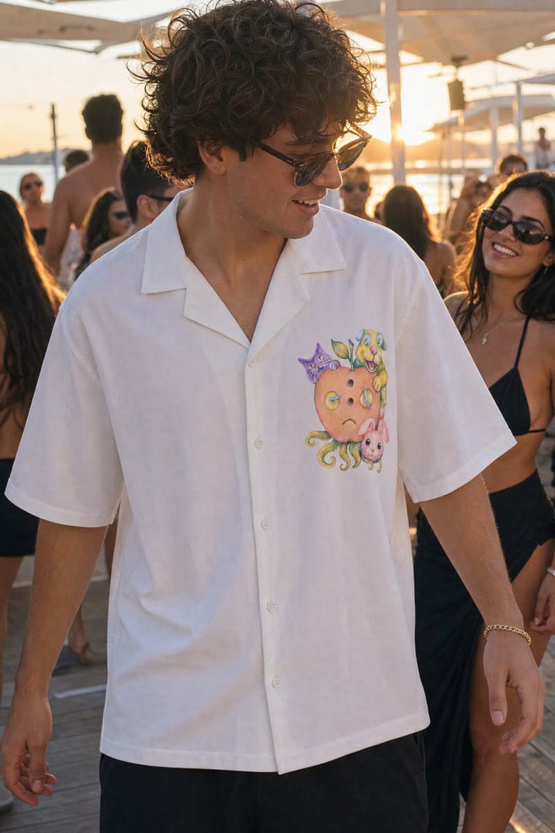 Off Supply Candy Meltdown White Bowling Shirt