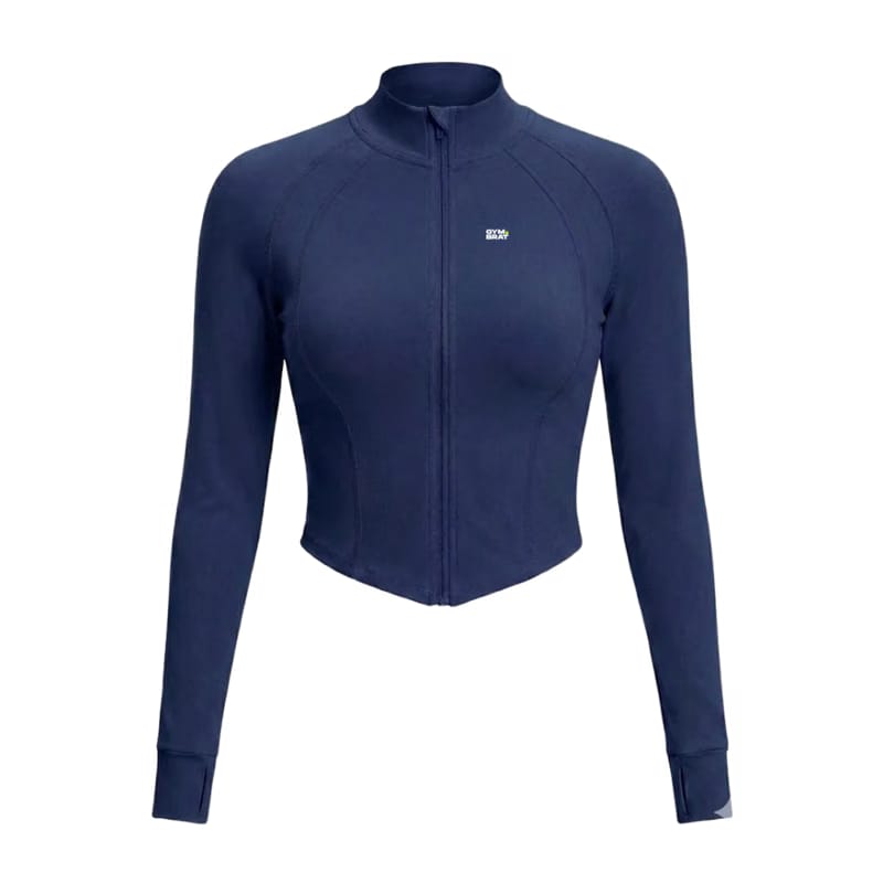 Gymbrat Women Crop  Zip Blue Pullover