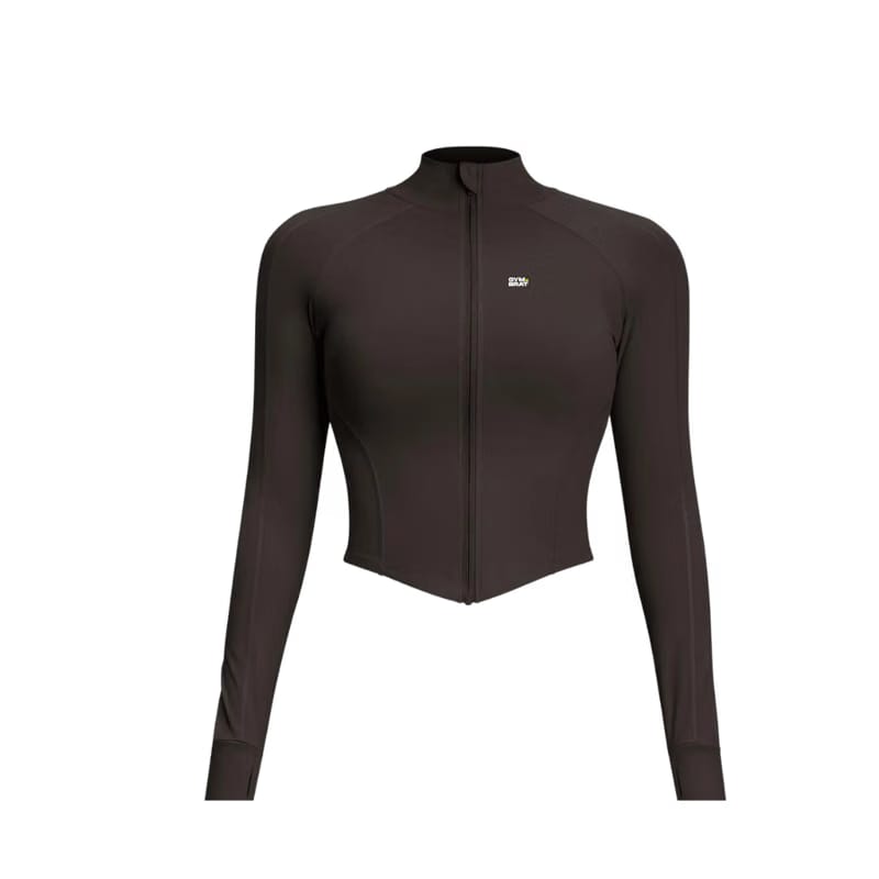 Gymbrat Women Crop  Zip Brown Pullover
