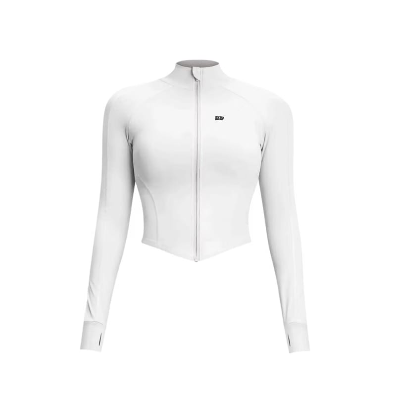Gymbrat Women Crop Zip White Pullover