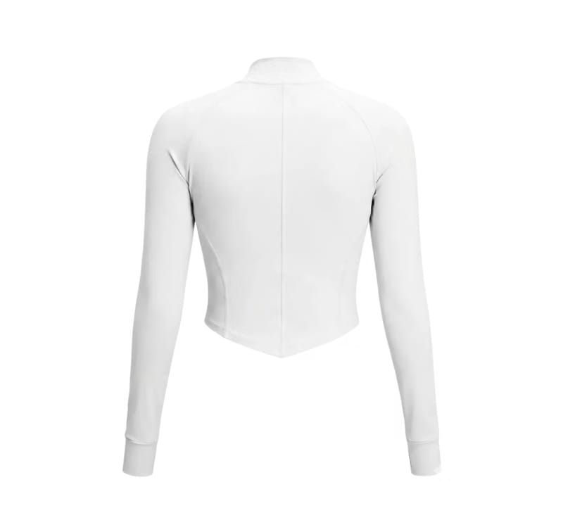 Gymbrat Women Crop Zip White Pullover