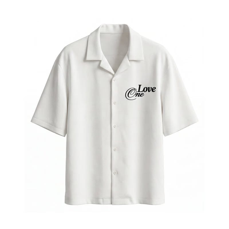 Off Supply Love One White Bowling Shirt