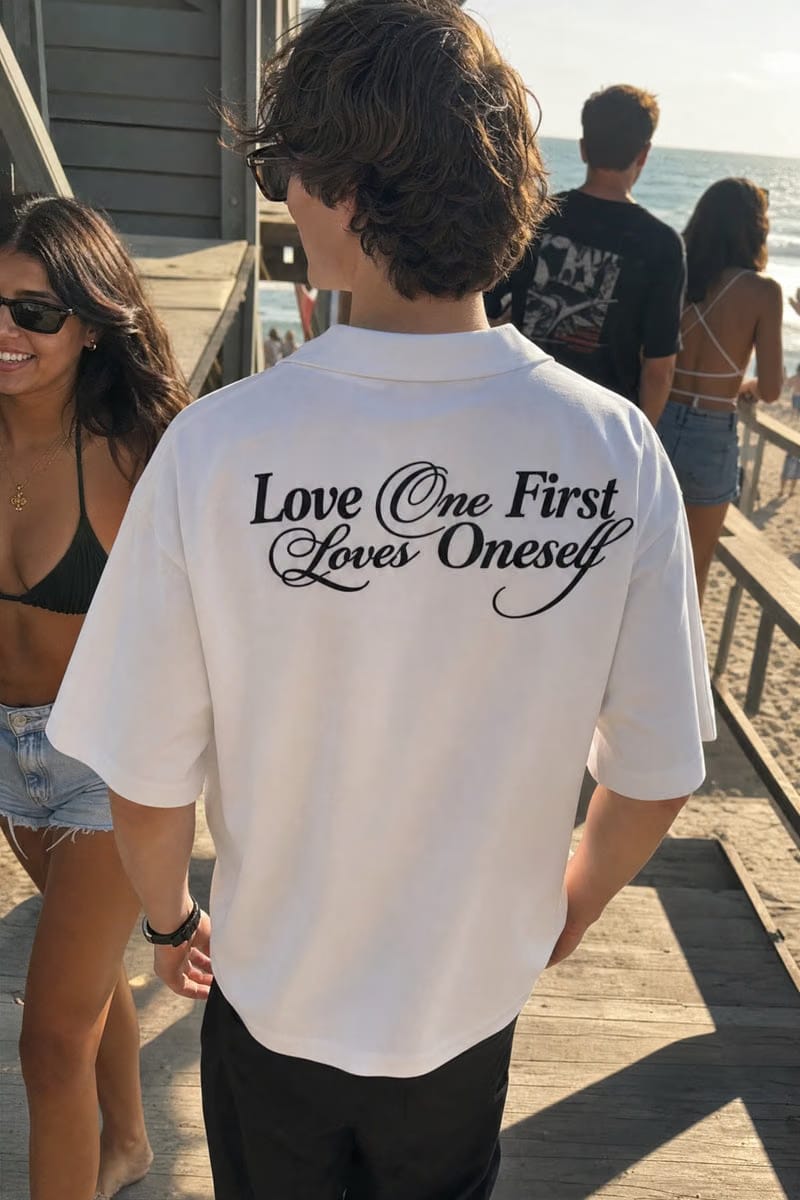 Off Supply Love One White Bowling Shirt