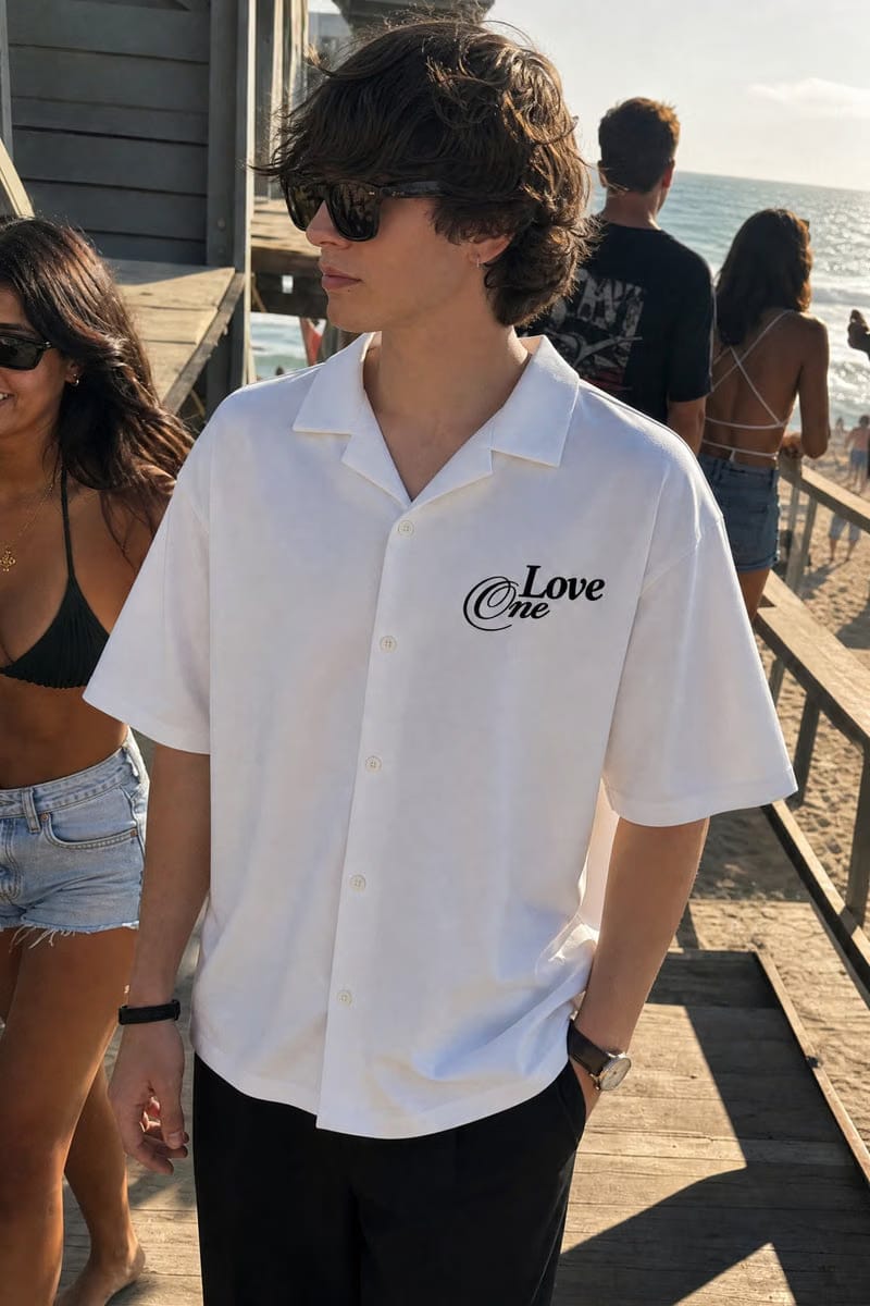 Off Supply Love One White Bowling Shirt