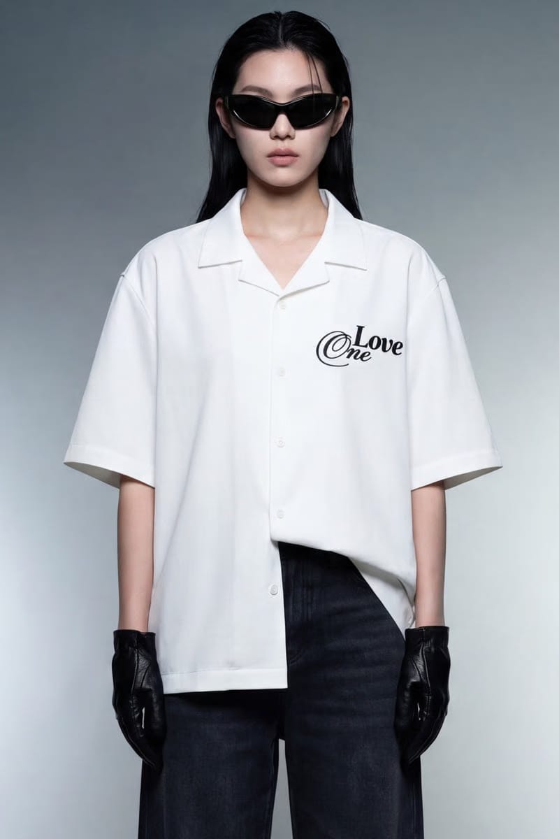 Off Supply Love One White Bowling Shirt