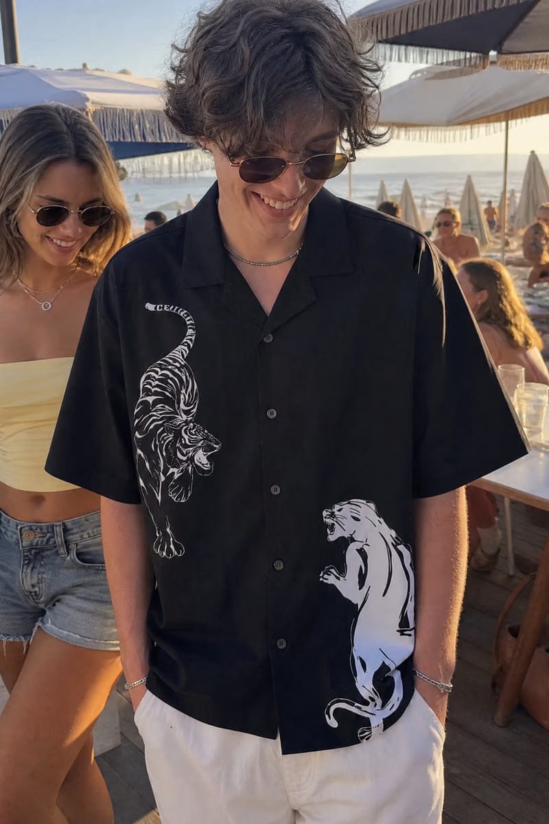 Off Supply Money Over Feelings Bowling Shirt - Black