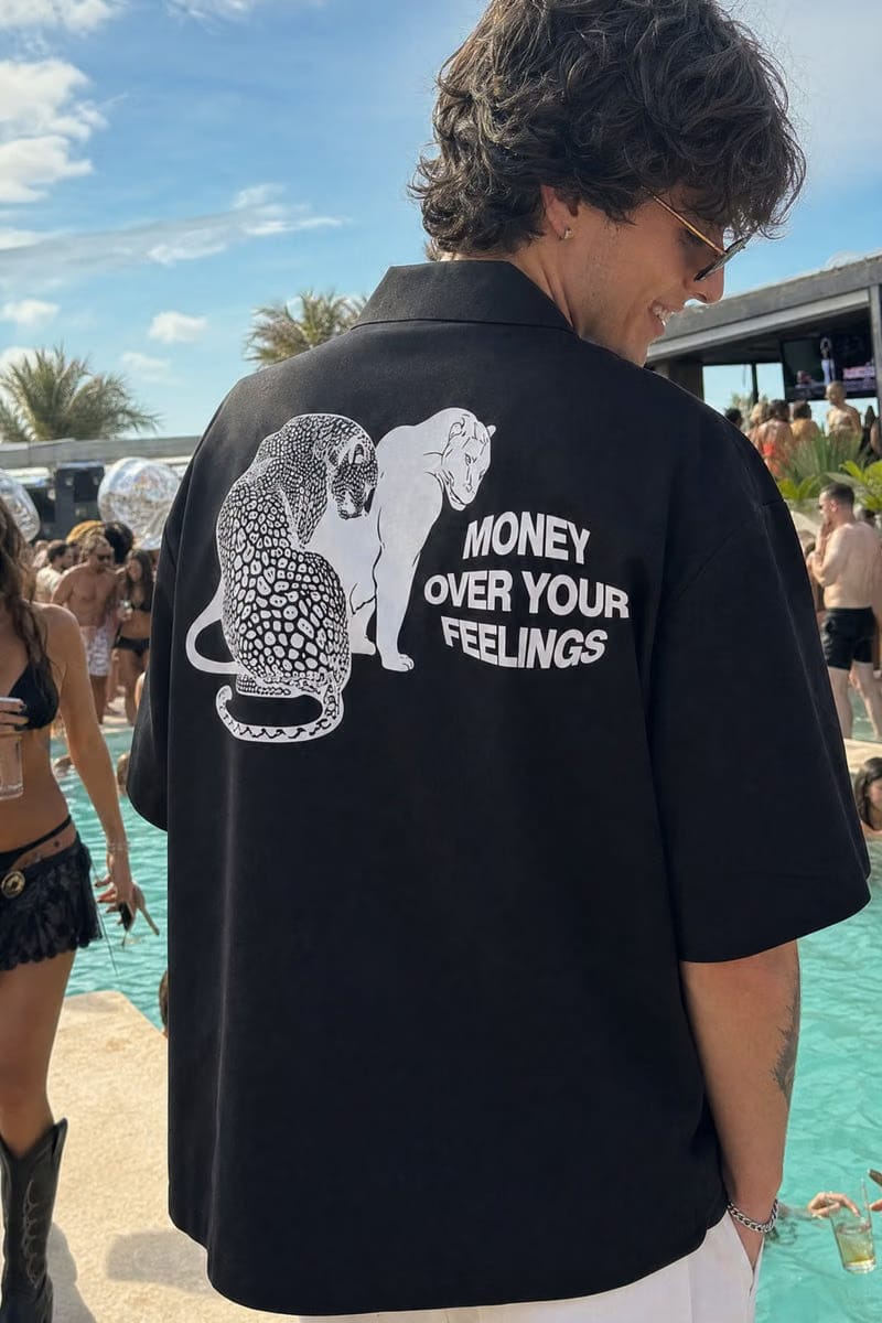 Off Supply Money Over Feelings Bowling Shirt - Black