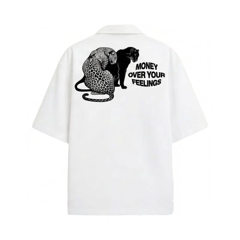 Off Supply Money Over Feelings Bowling Shirt - White