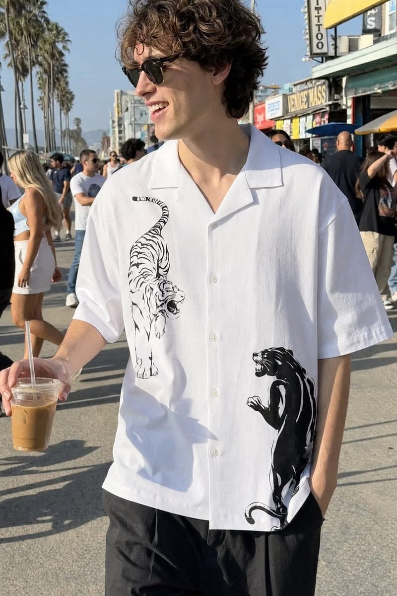Off Supply Money Over Feelings Bowling Shirt - White