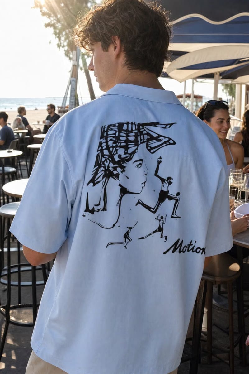 Off Supply Motion Bowling Shirt - Ice Blue