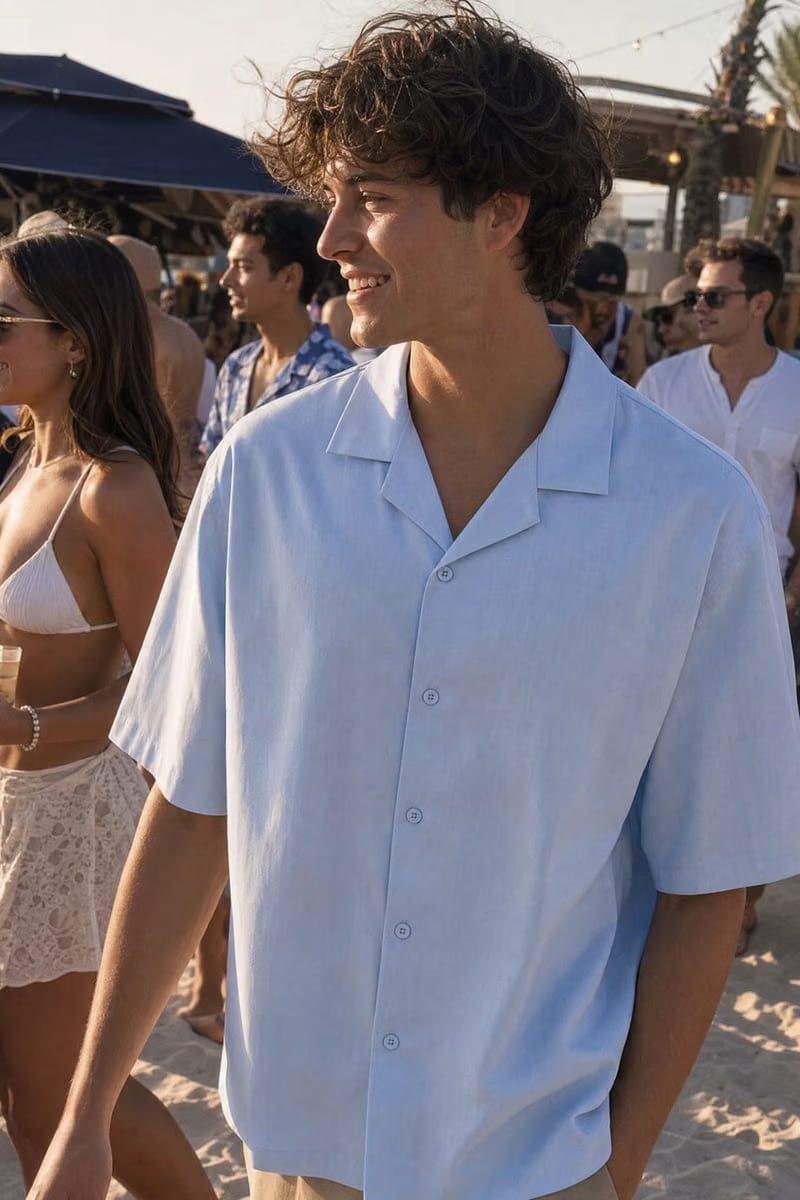 Off Supply Motion Bowling Shirt - Ice Blue