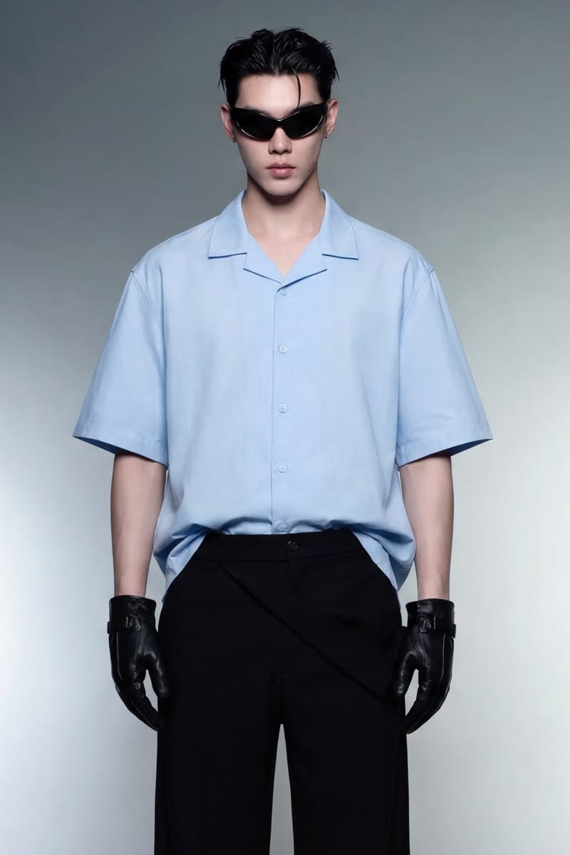 Off Supply Motion Bowling Shirt - Ice Blue