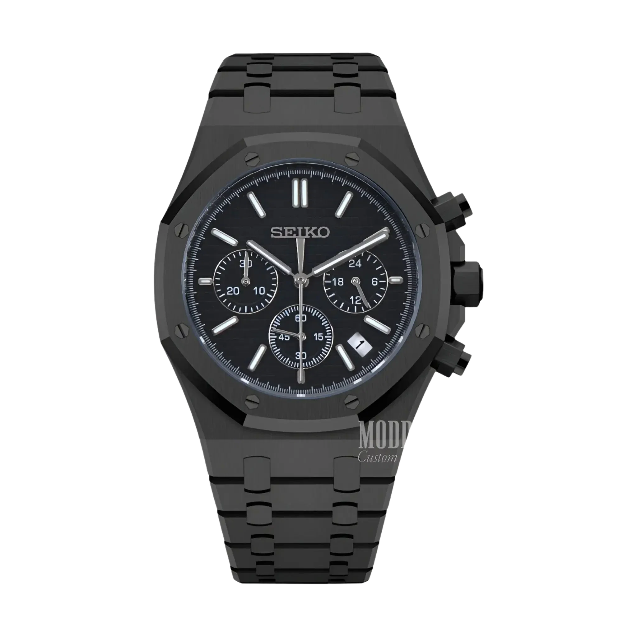 Mod (original Seiko Movement) Royal Chrono Triple Black