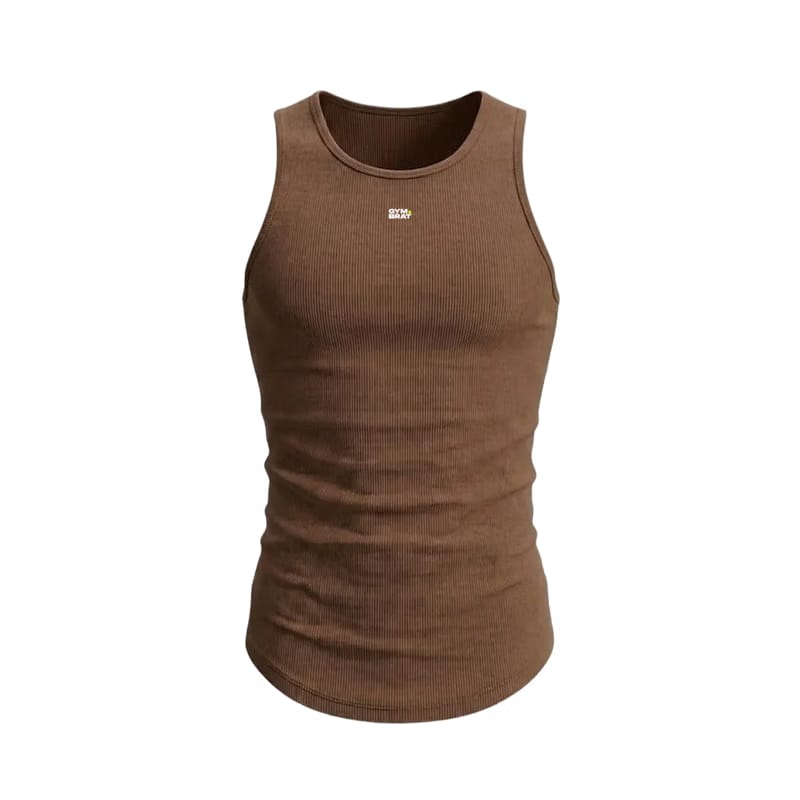 Gymbrat Men Rib Brown Tank