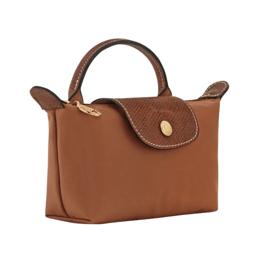 Longchamp Le Pliage Original Pouch with handle Cognac - Recycled canvas