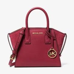 Michael Kors Avril Extra-Small Leather and Suede Satchel Cherry