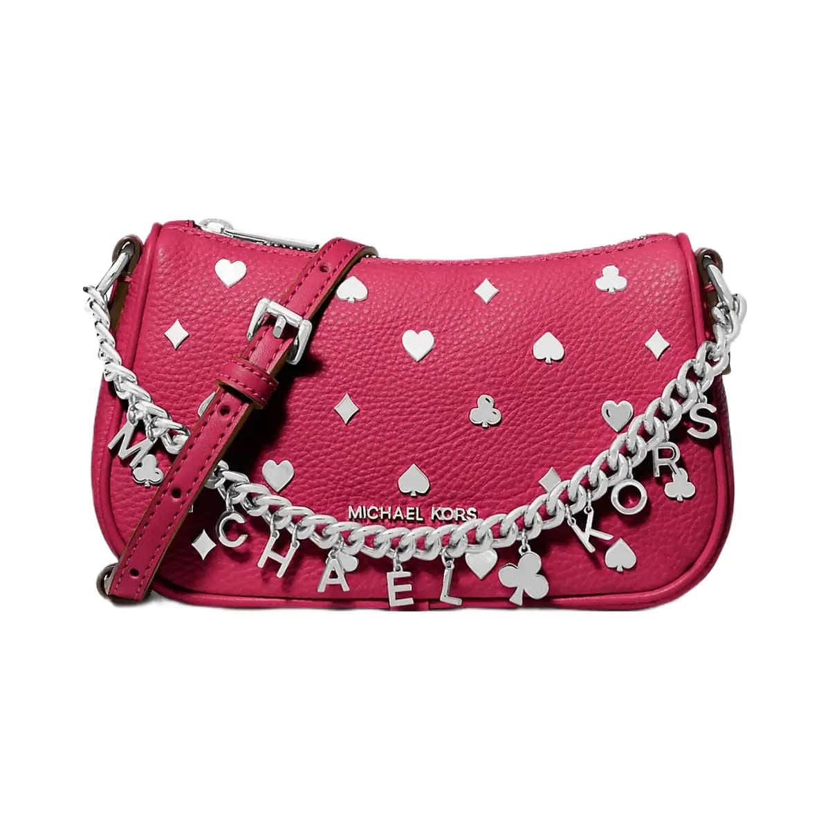 Michael Kors Carmela Small Embellished Convertible Crossbody Bag Dk Raspberry