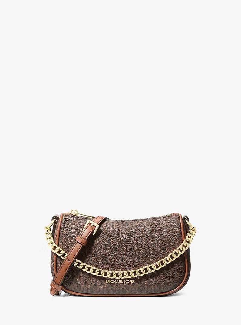 Michael Kors Carmela Small Signature Logo Convertible Crossbody Bag Brown