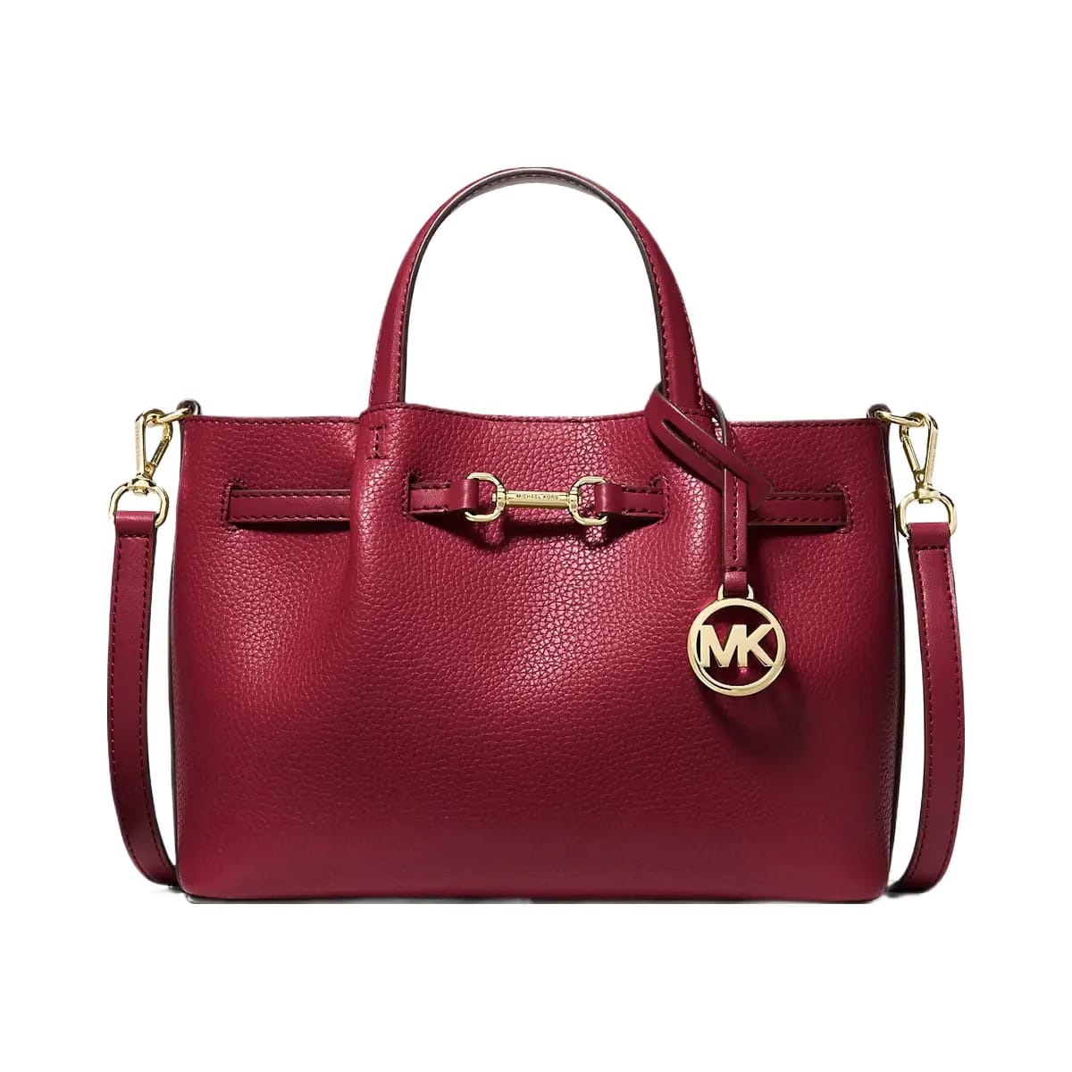 Michael Kors Carson Small Pebbled Leather Satchel Cherry