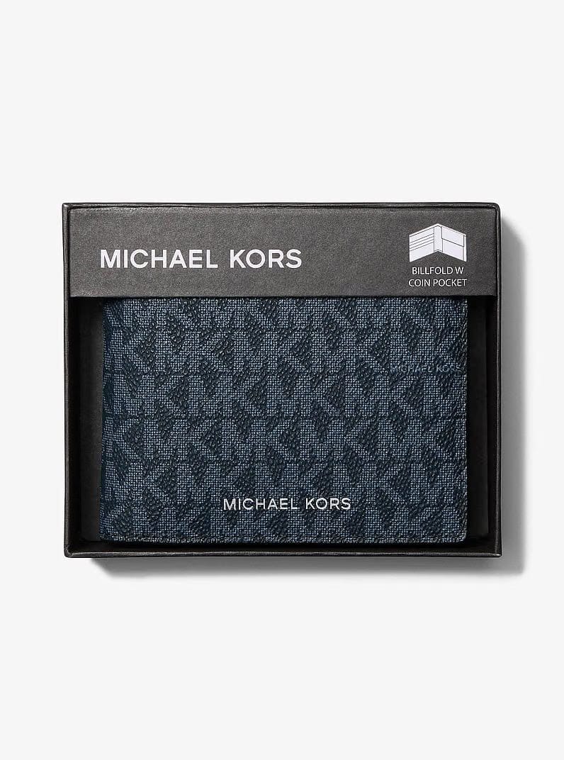 Michael Kors Cooper Logo Billfold Wallet With Coin Pouch Admrl-Plblue