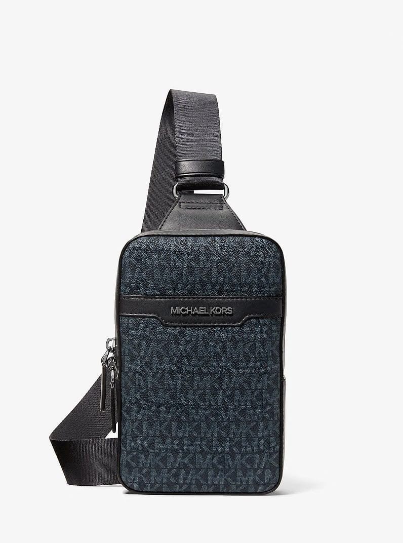 Michael Kors Cooper Medium Signature Logo Sling Pack Admrl-Plblue