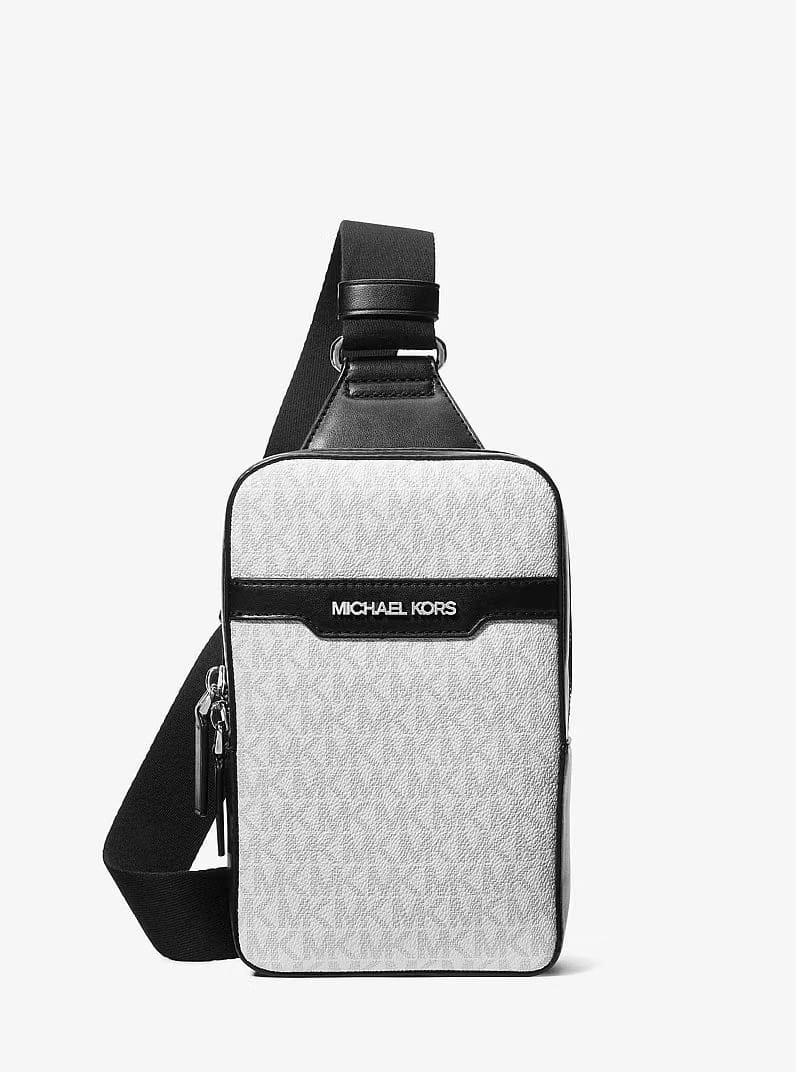 Michael Kors Cooper Medium Signature Logo Sling Pack Bright Wht