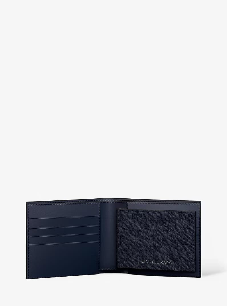 Michael Kors Cooper Saffiano Leather Billfold Wallet With Passcase Navy