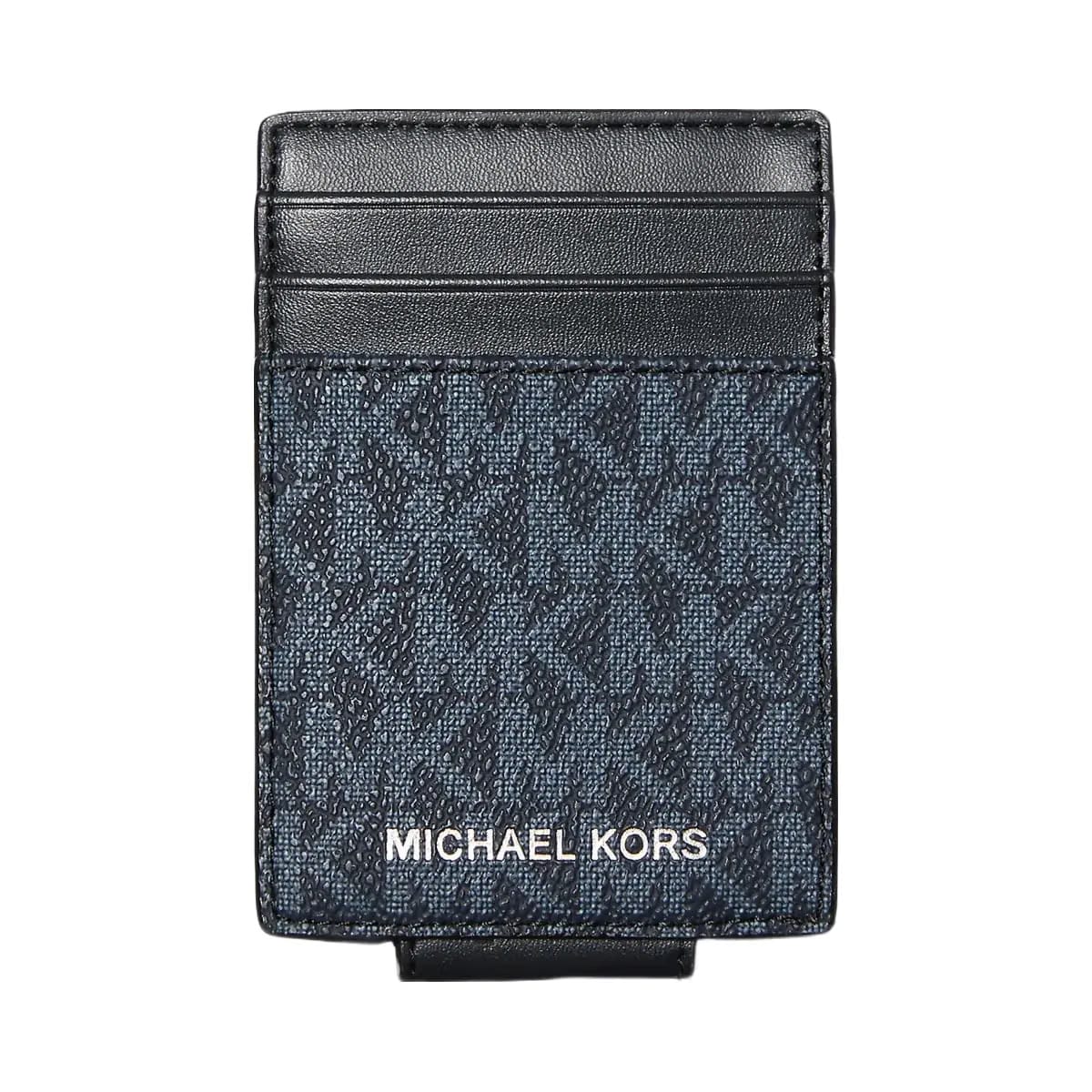 Michael Kors Cooper Signature Logo Money Clip Card Case Admrl-Plblue