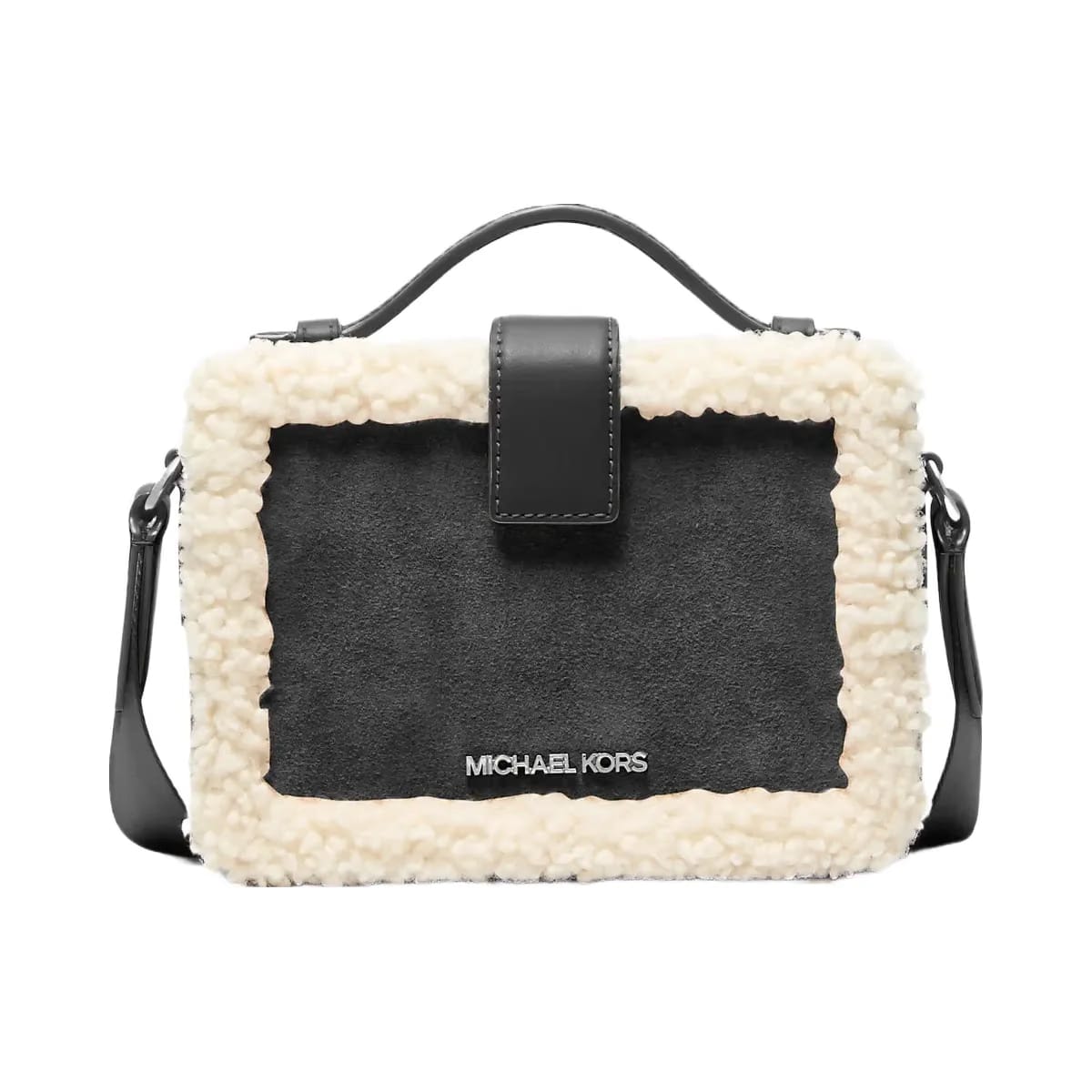 Michael Kors Cooper Suede and Sherpa Crossbody Bag Black