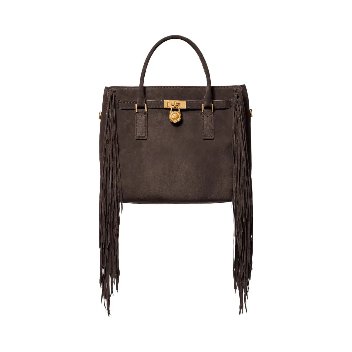 Michael Kors Hamilton Moderne Large Fringed Suede Satchel Chocolate