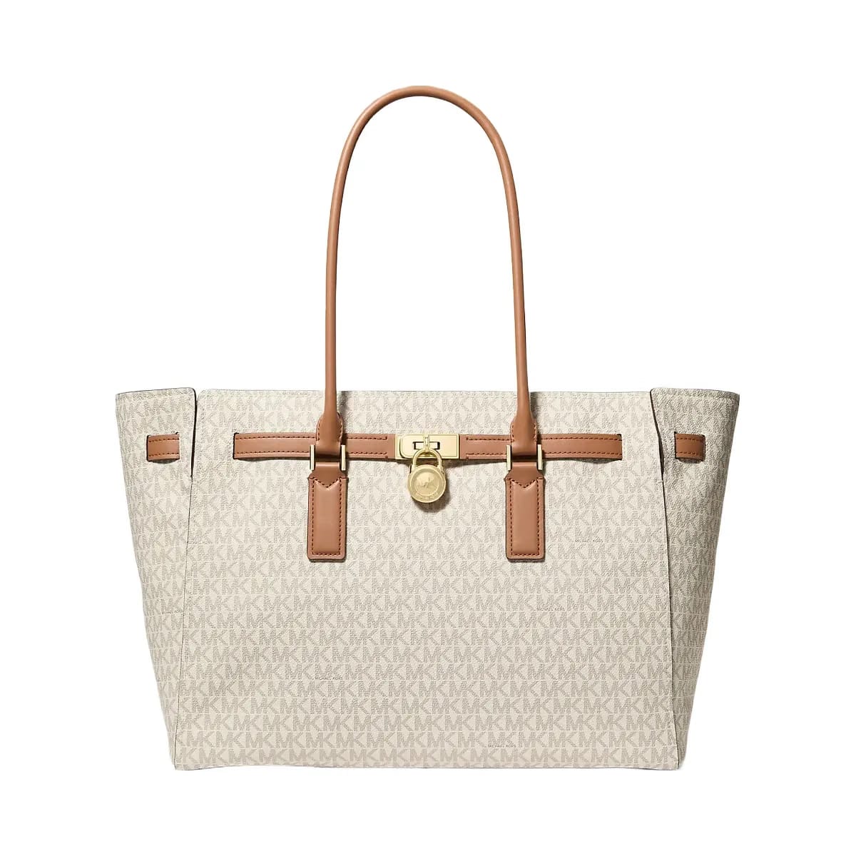 Michael Kors Hamilton Moderne Large Signature Logo Tote Bag Vanilla-Acorn