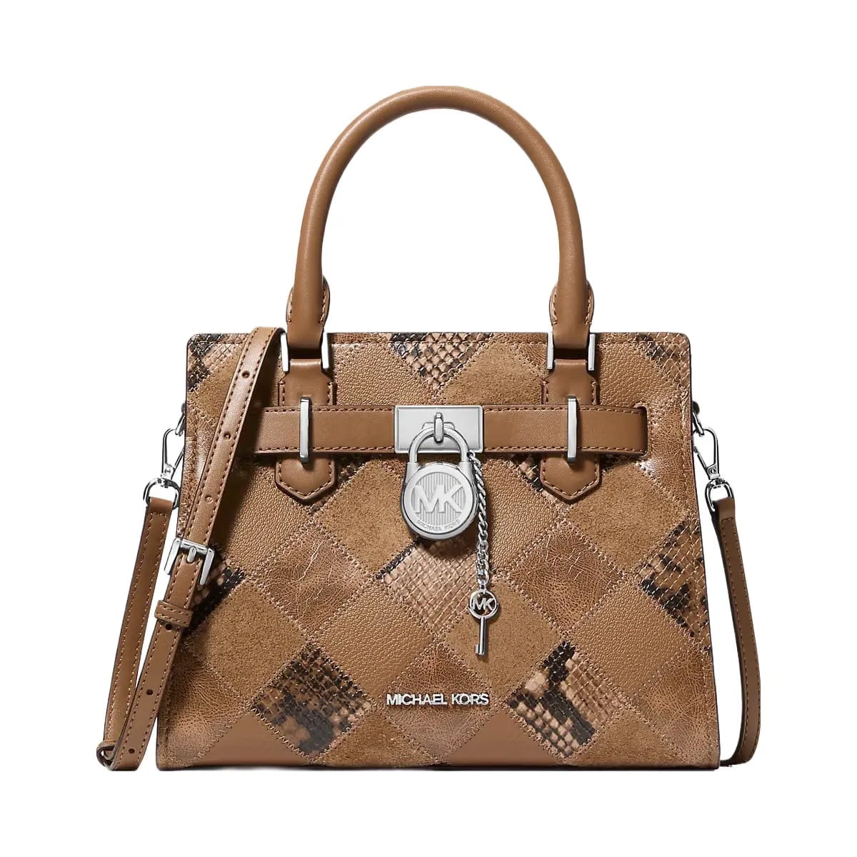Michael Kors Hamilton Small Patchwork Satchel Driftwood