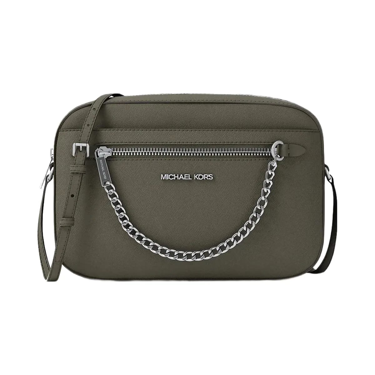 Michael Kors Jet Set Large Saffiano Leather Crossbody Bag Olive