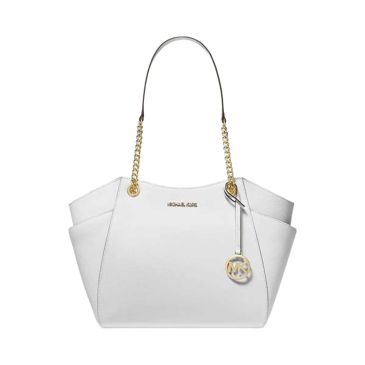 Michael Kors Jet Set Large Saffiano Leather Shoulder Bag Optic White