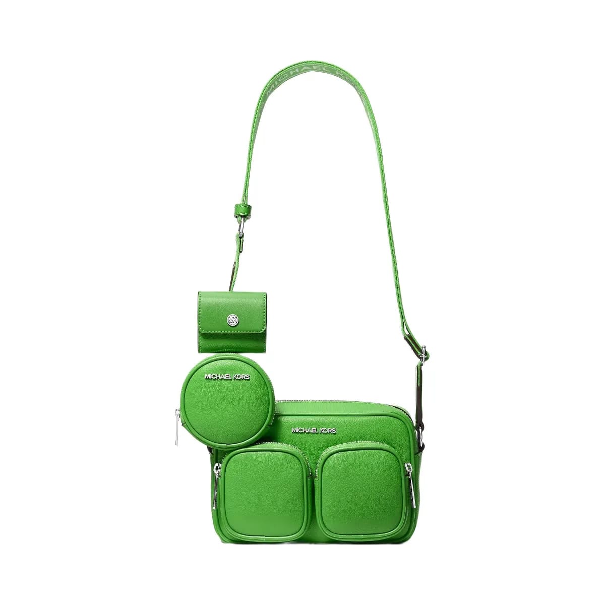 Michael Kors Jet Set Leather Medium Crossbody Bag with Case for Apple Airpods Pro® Jungle