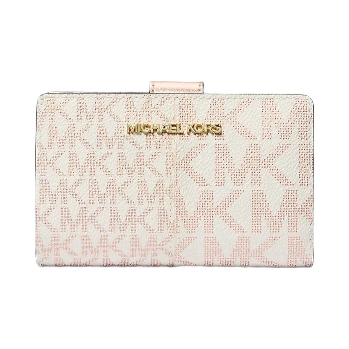 Michael Kors Jet Set Medium Metallic Logo Wallet Rose Gold