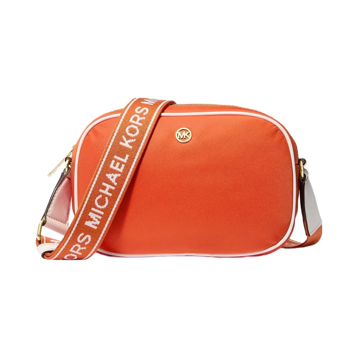 Michael Kors Jet Set Medium Nylon Camera Crossbody Bag Red Clay