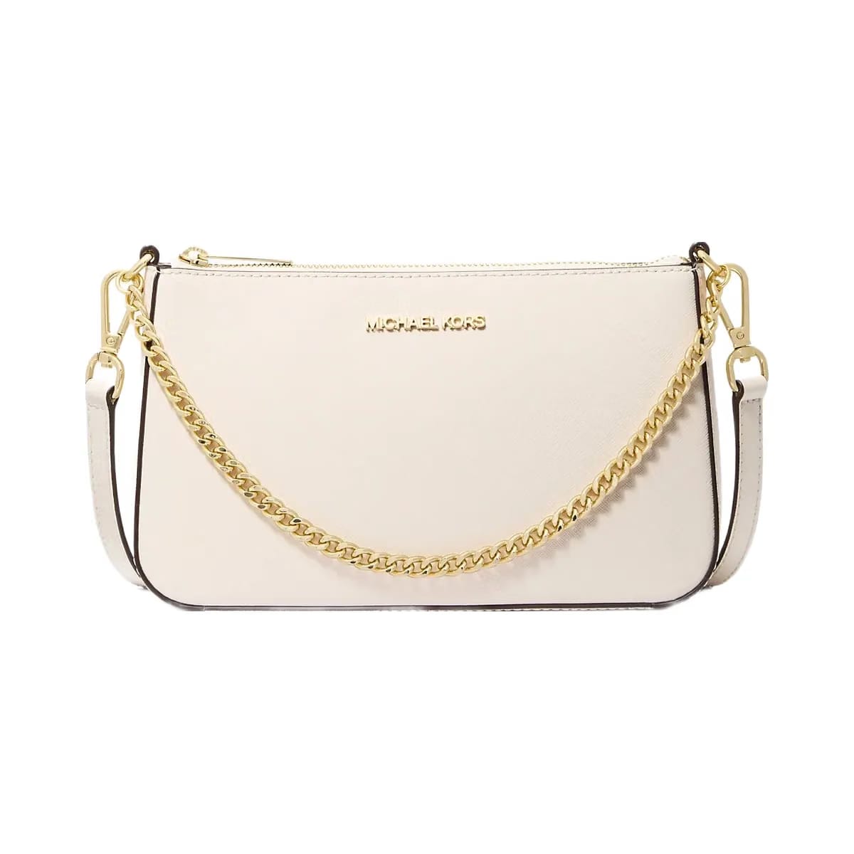 Michael Kors Jet Set Medium Saffiano Leather Crossbody Bag Lt Cream