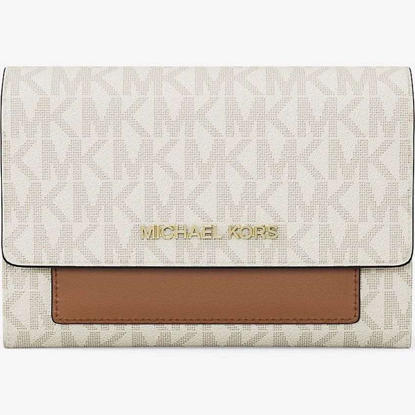 Michael Kors Jet Set Medium Signature Logo 2-in-1 Wallet Vanilla