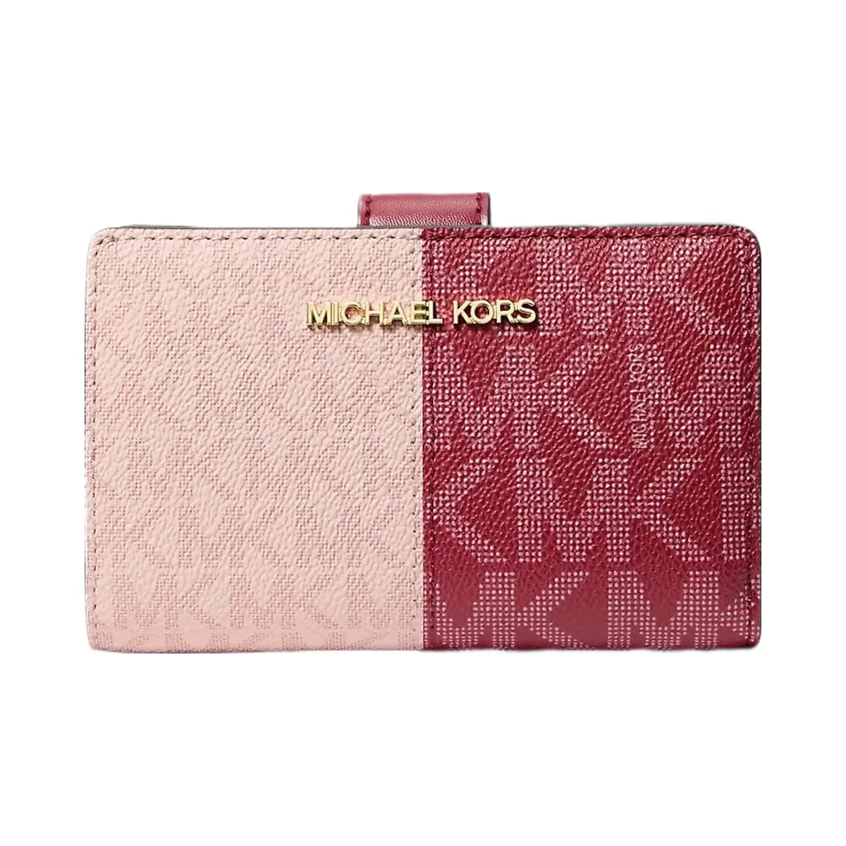 Michael Kors Jet Set Medium Two-Tone Logo Wallet Cherry Multi