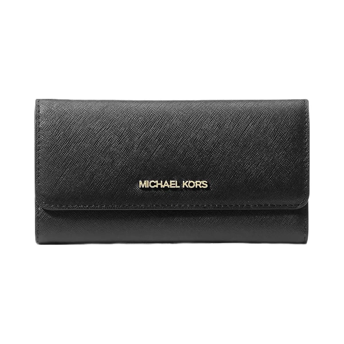 Michael Kors Jet Set Travel Crossgrain Leather Tri-Fold Wallet Black