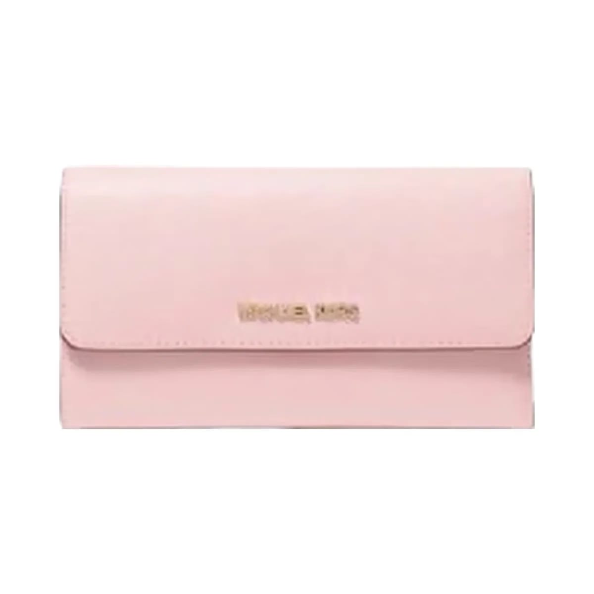 Michael Kors Jet Set Travel Crossgrain Leather Tri-Fold Wallet Powder Blush