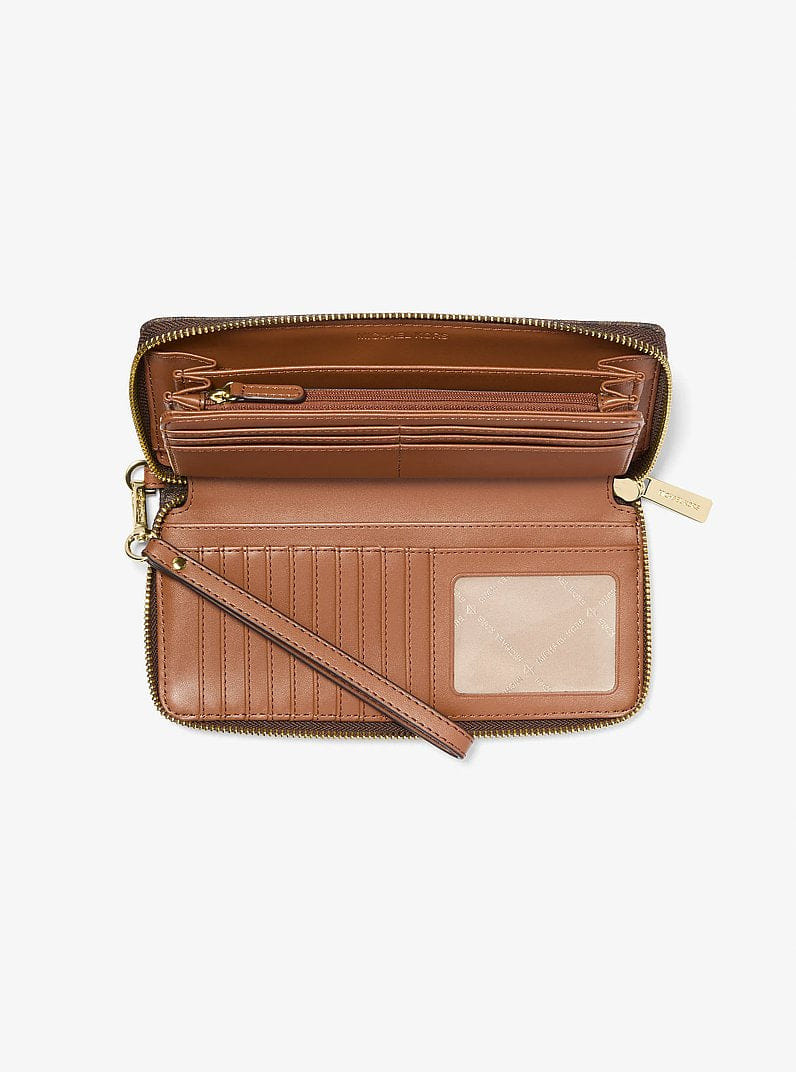 Michael Kors Jet Set Travel Large Logo Continental Wristlet Brown