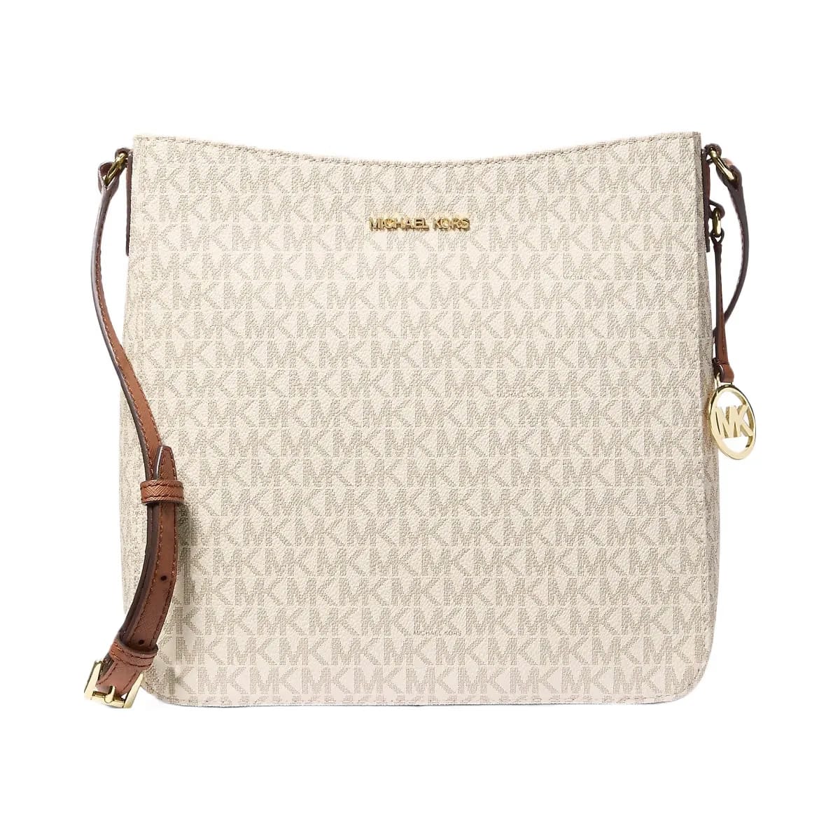 Michael Kors Jet Set Travel Large Logo Messenger Bag Vanilla